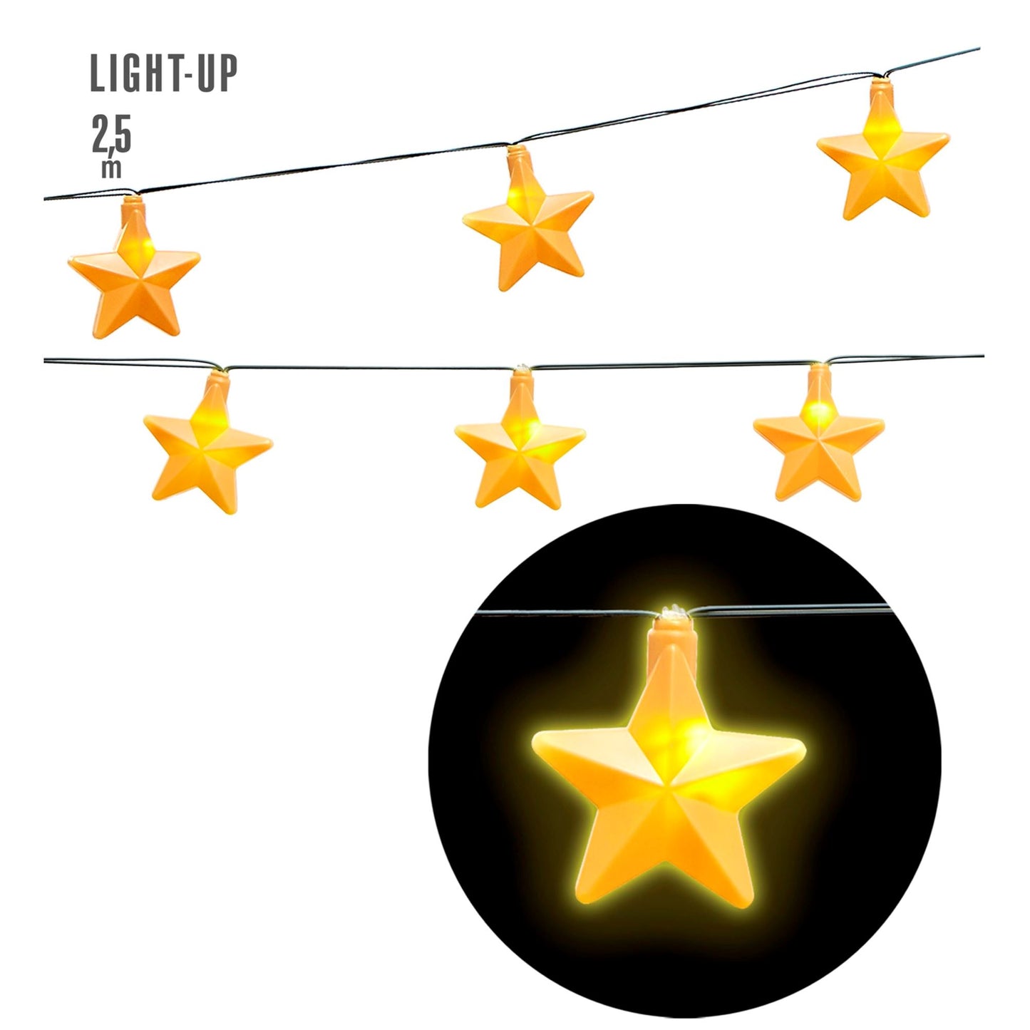 "STERNENLICHTERKETTE" 2,5 m - 10 Lichter – Vorderansicht