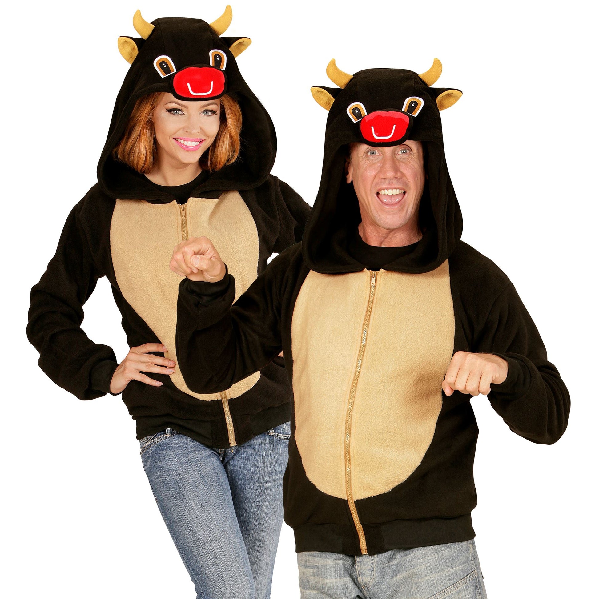 "STIER" (Fleecejacke mit Kapuze) – Vorderansicht