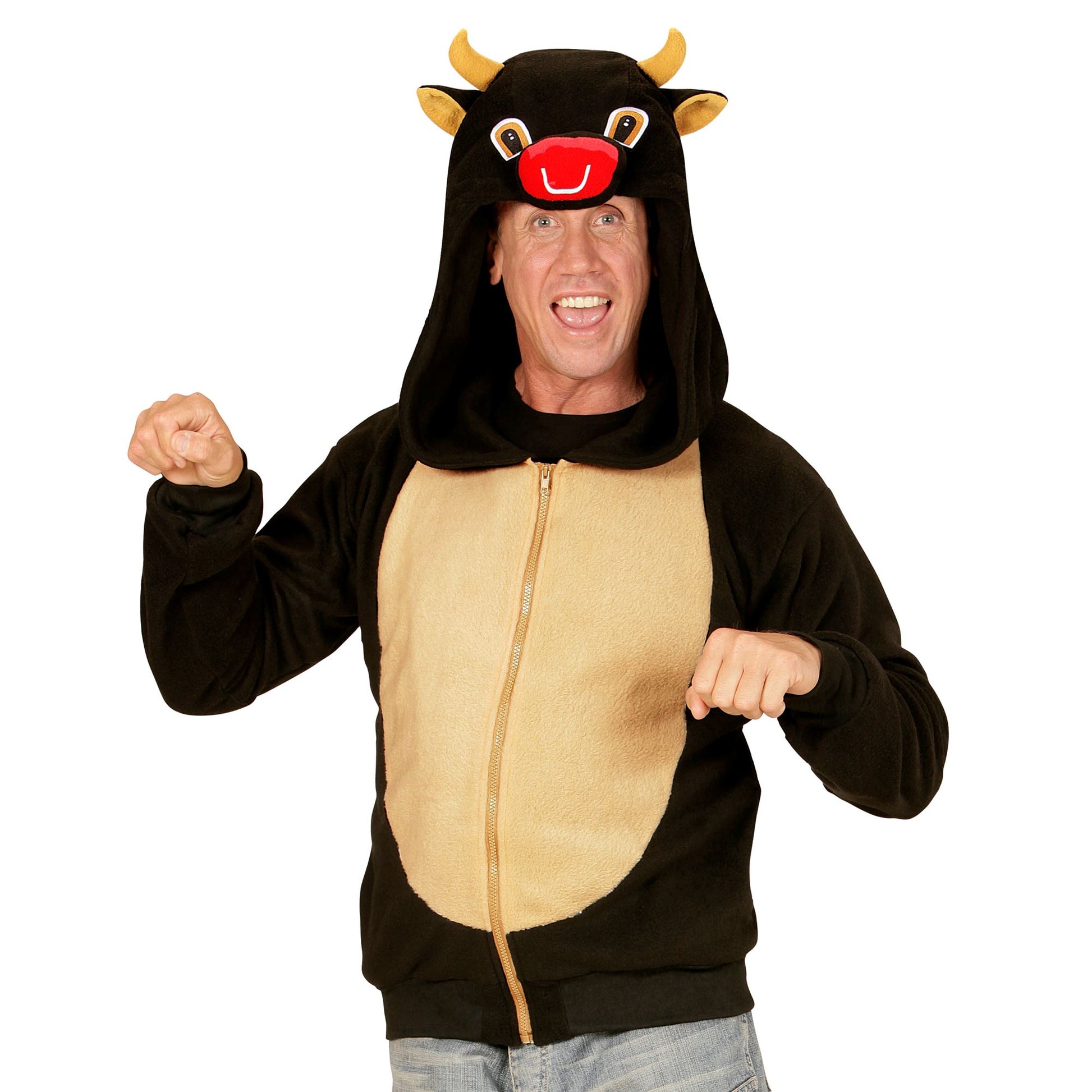 "STIER" (Fleecejacke mit Kapuze) – Detailansicht