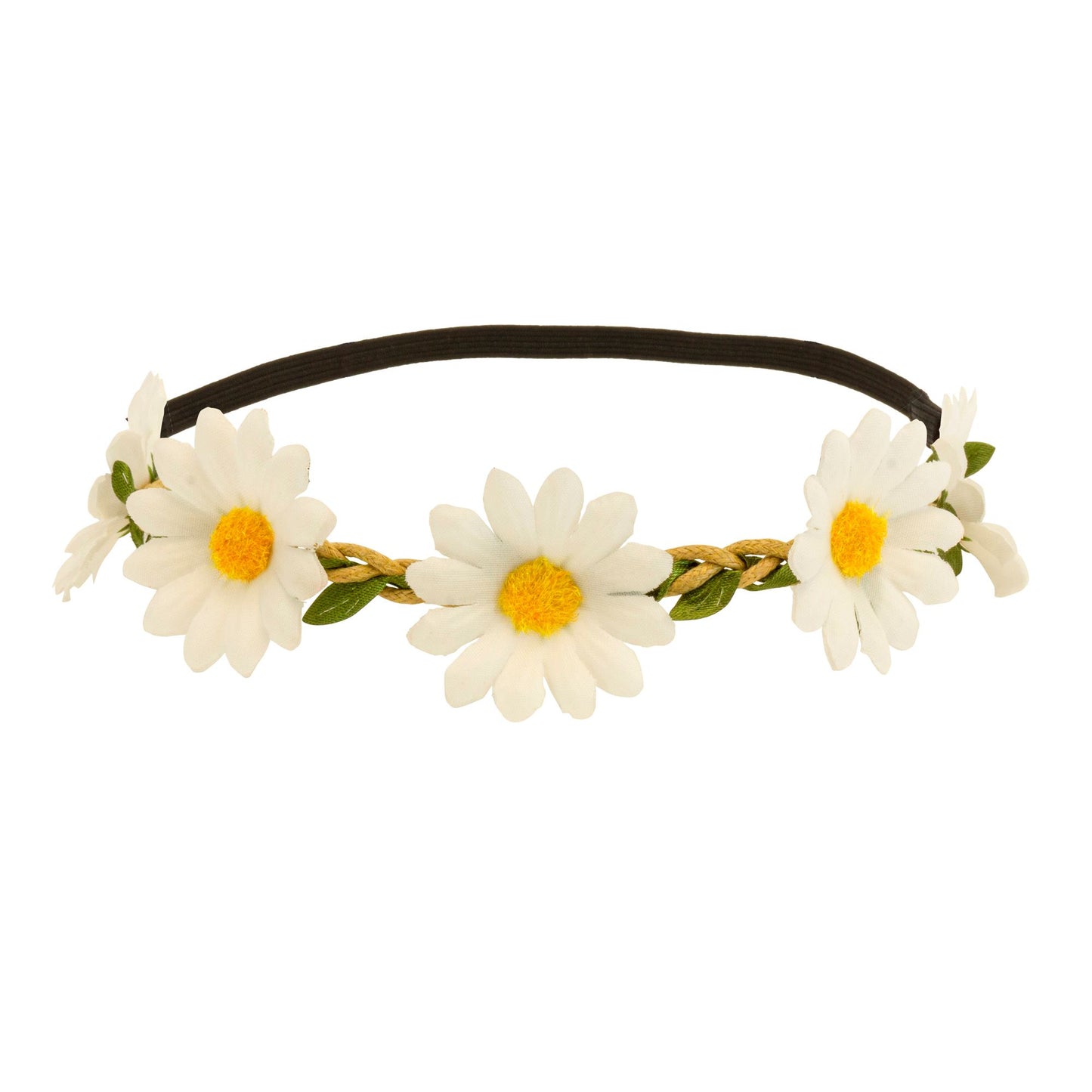 "STIRNBAND / HAARBAND MIT GÄNSEBLÜMCHEN" – Vorderansicht