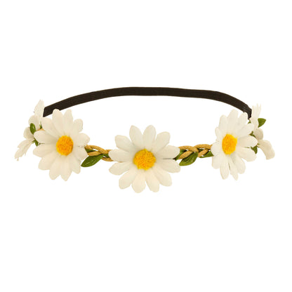 "STIRNBAND / HAARBAND MIT GÄNSEBLÜMCHEN" – Vorderansicht
