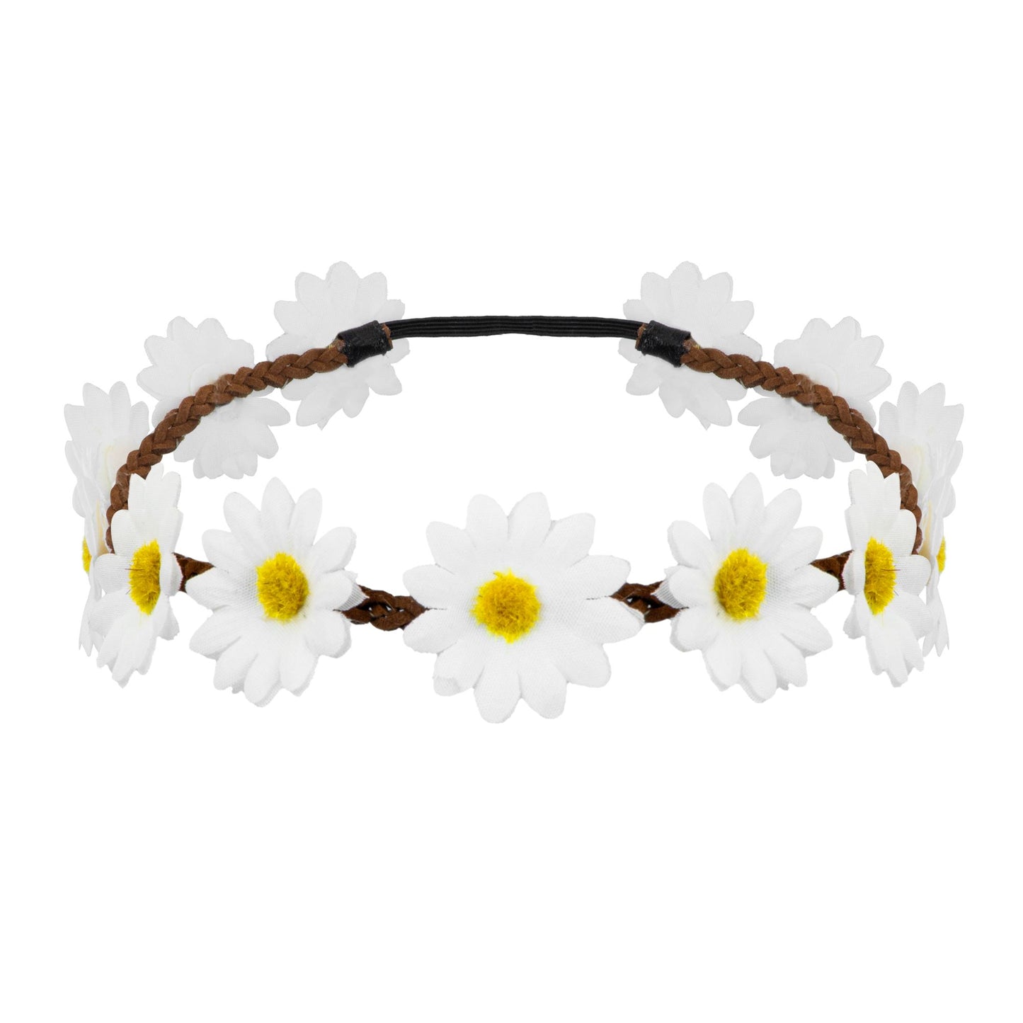 "STIRNBAND / HAARBAND MIT GÄNSEBLÜMCHEN" – Vorderansicht