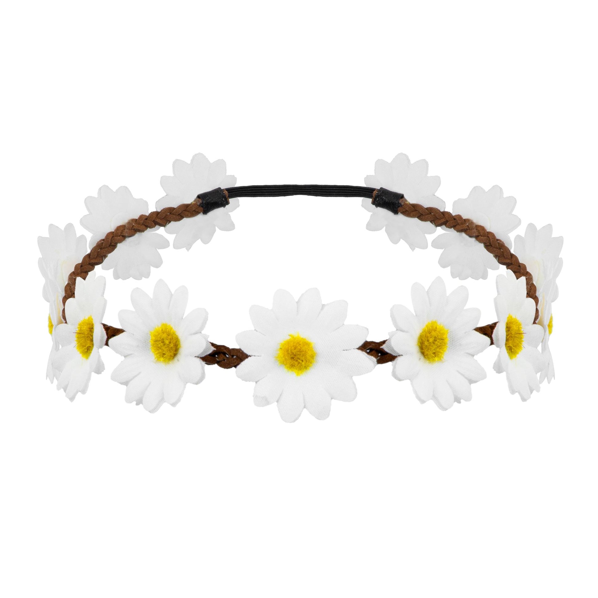 "STIRNBAND / HAARBAND MIT GÄNSEBLÜMCHEN" – Vorderansicht