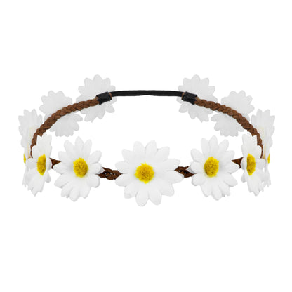 "STIRNBAND / HAARBAND MIT GÄNSEBLÜMCHEN" – Vorderansicht