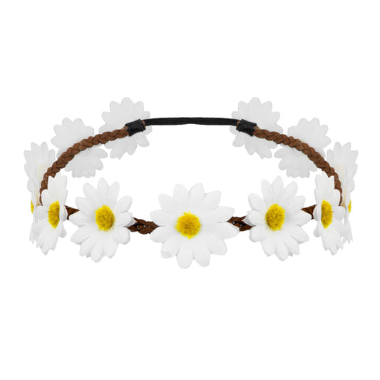 "STIRNBAND / HAARBAND MIT GÄNSEBLÜMCHEN" – Vorderansicht