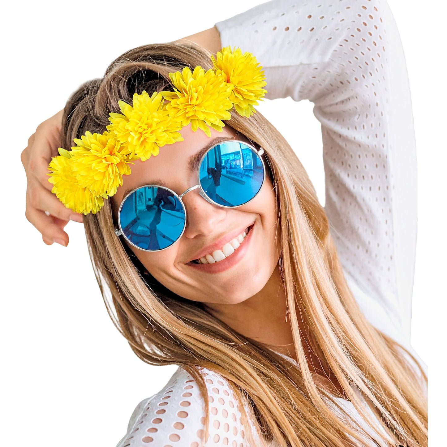 "STIRNBAND / HAARBAND MIT GELBEN BLUMEN" – Ansicht 5