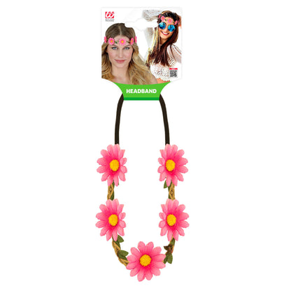 "STIRNBAND / HAARBAND MIT ROSA BLUMEN" – Detailansicht