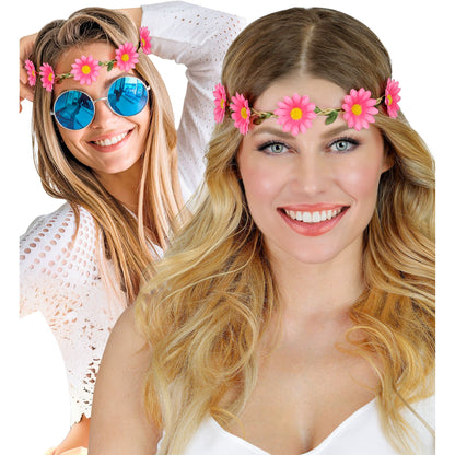 "STIRNBAND / HAARBAND MIT ROSA BLUMEN" – Ansicht 3