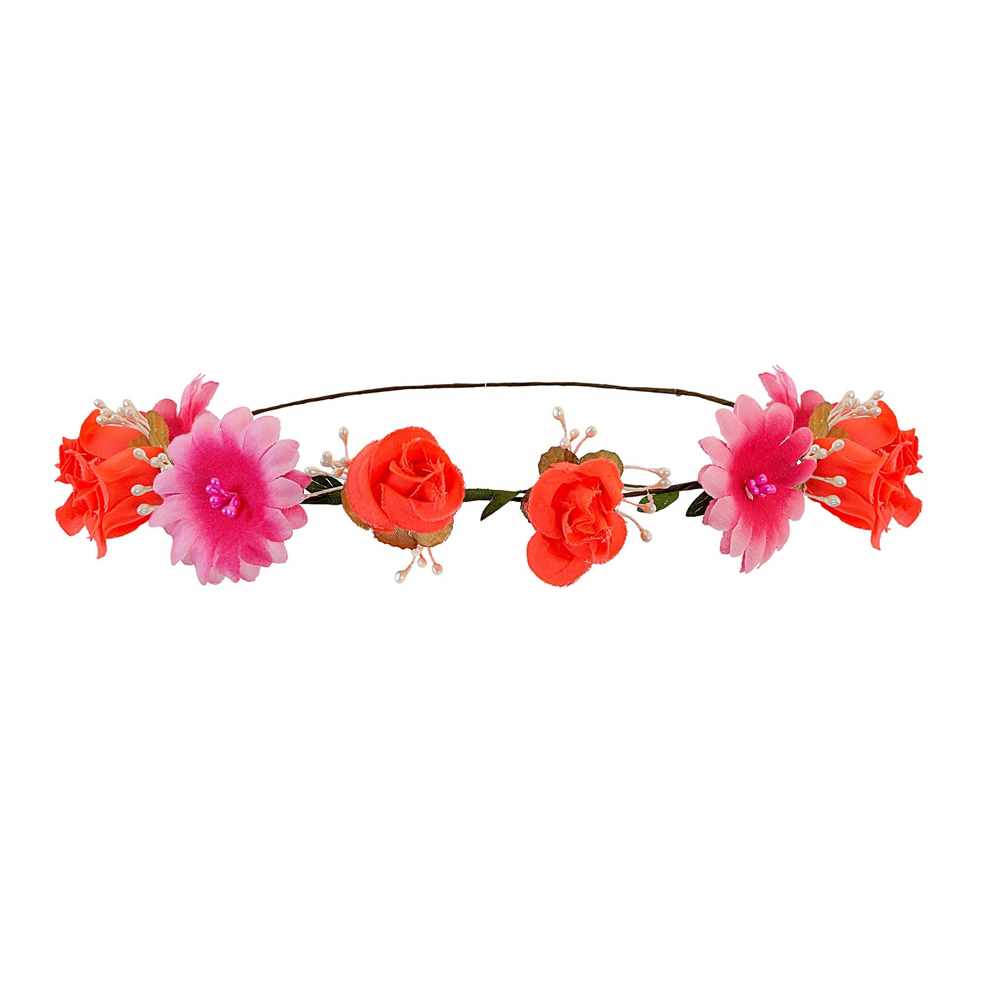 "STIRNBAND / HAARBAND MIT ROSA BLUMEN" – Vorderansicht