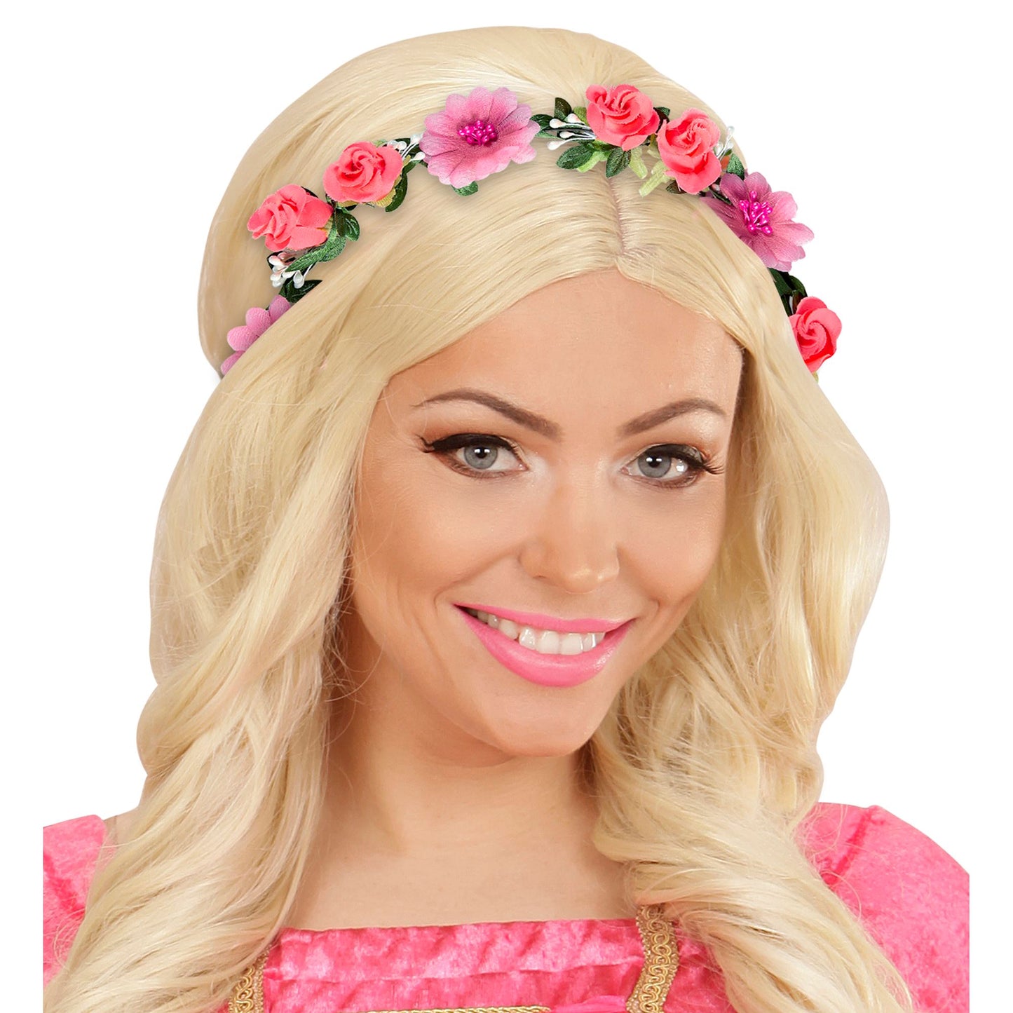 "STIRNBAND / HAARBAND MIT ROSA BLUMEN" – Ansicht 3
