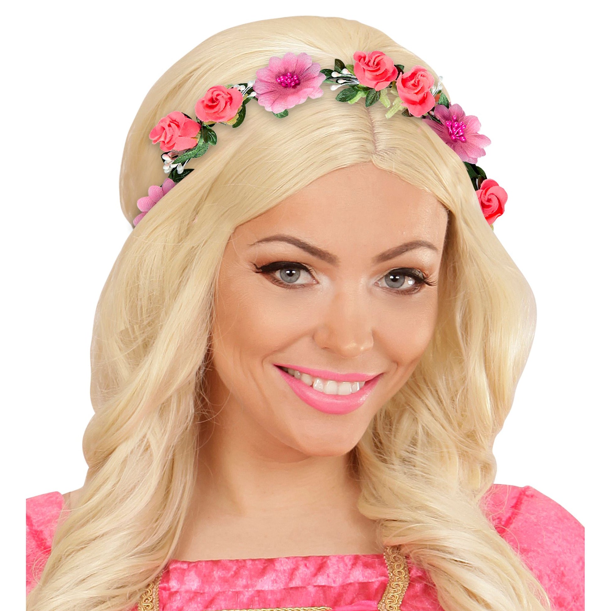"STIRNBAND / HAARBAND MIT ROSA BLUMEN" – Ansicht 3
