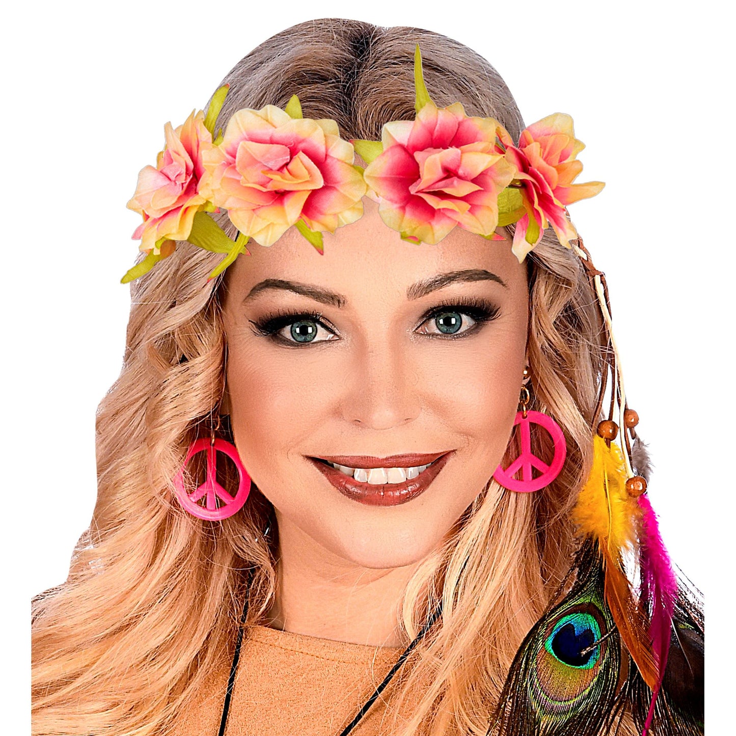 "STIRNBAND / HAARBAND MIT ROSA BLUMEN" – Ansicht 3