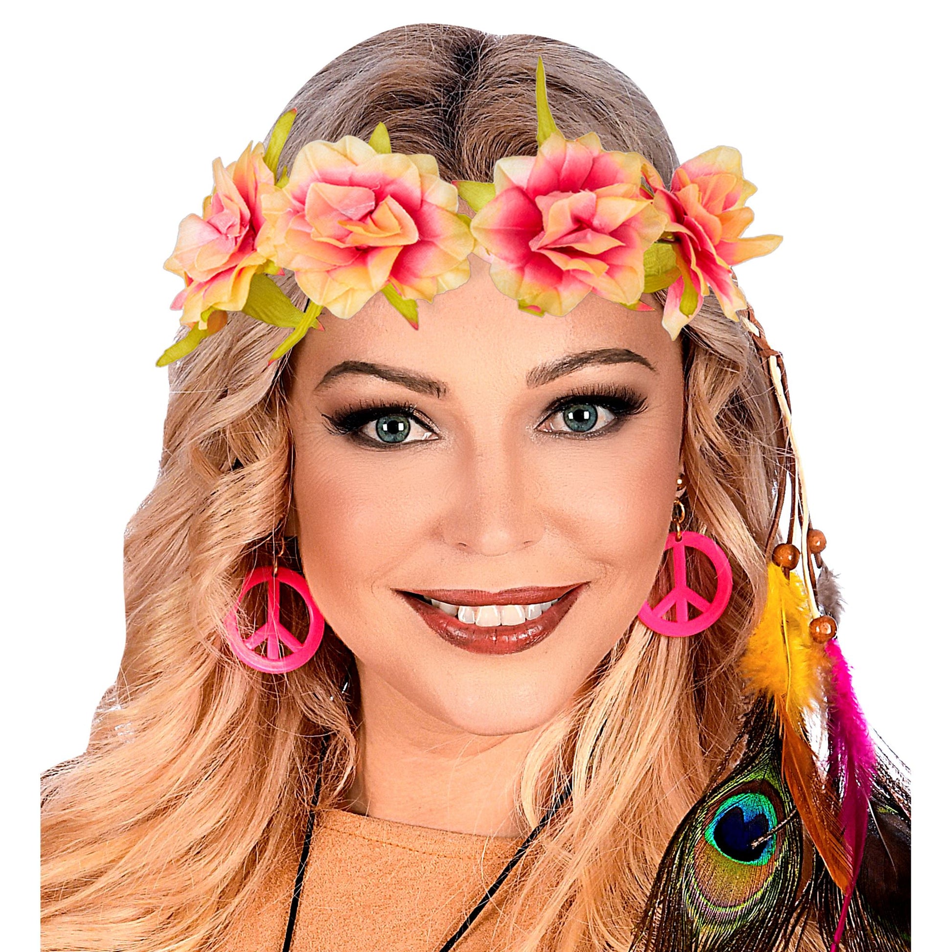 "STIRNBAND / HAARBAND MIT ROSA BLUMEN" – Ansicht 3