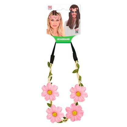 "STIRNBAND / HAARBAND MIT ROSA BLUMEN" – Detailansicht