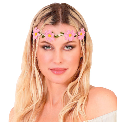 "STIRNBAND / HAARBAND MIT ROSA BLUMEN" – Ansicht 4