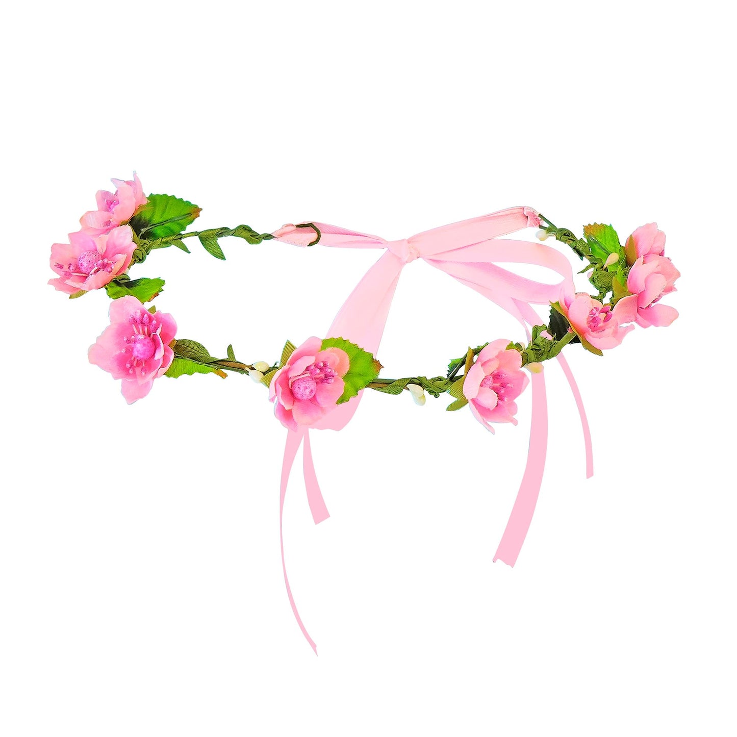 "STIRNBAND / HAARBAND MIT ROSA BLUMEN" – Vorderansicht