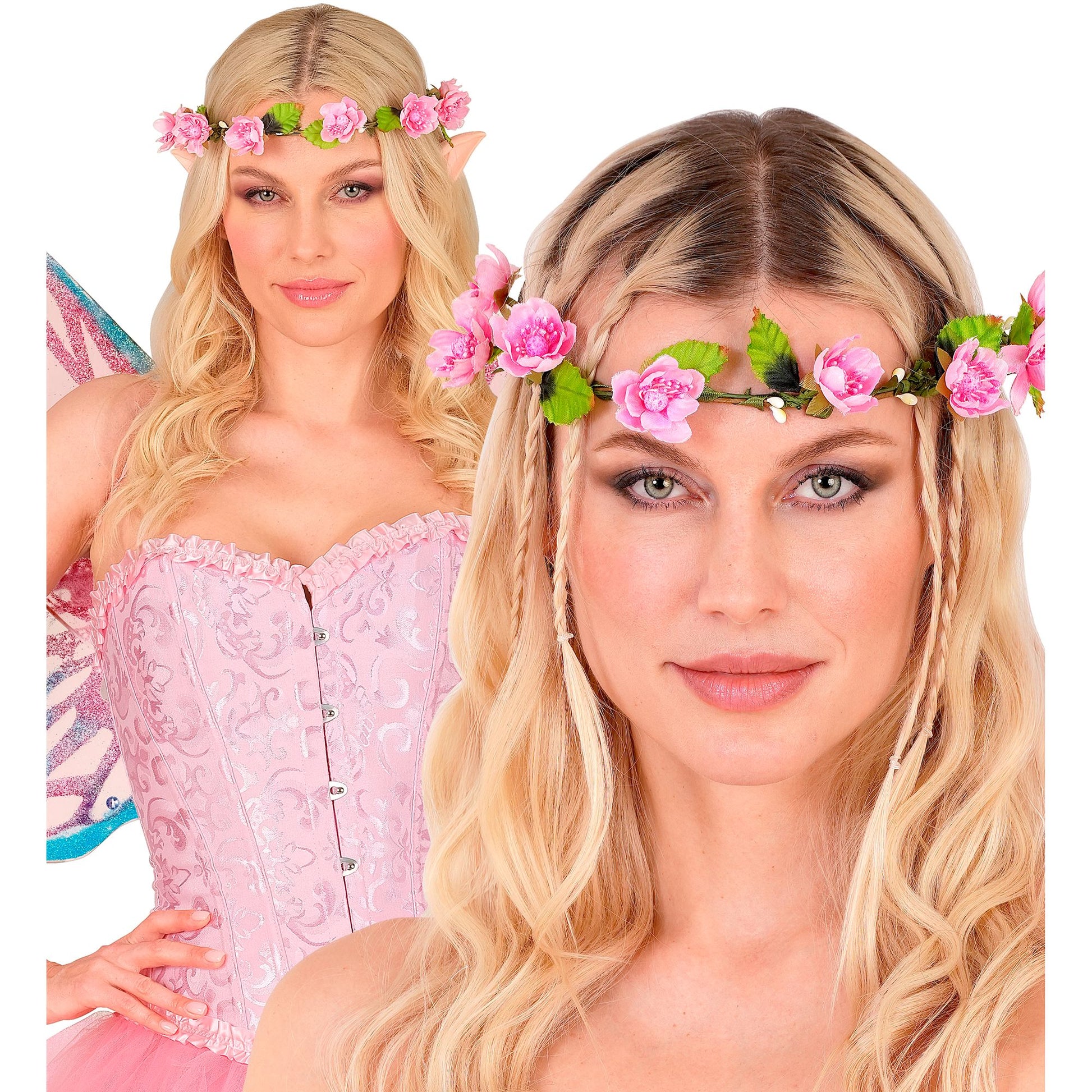 "STIRNBAND / HAARBAND MIT ROSA BLUMEN" – Ansicht 3