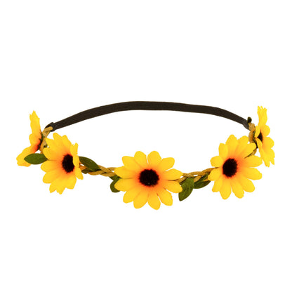 "STIRNBAND / HAARBAND MIT SONNENBLUMEN" – Vorderansicht