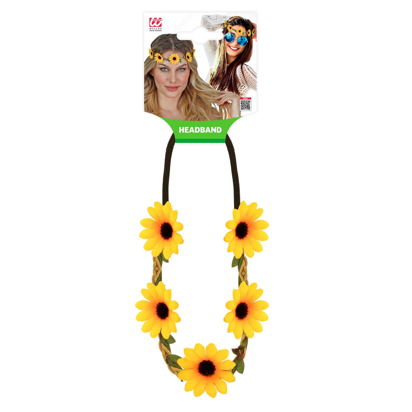"STIRNBAND / HAARBAND MIT SONNENBLUMEN" – Detailansicht