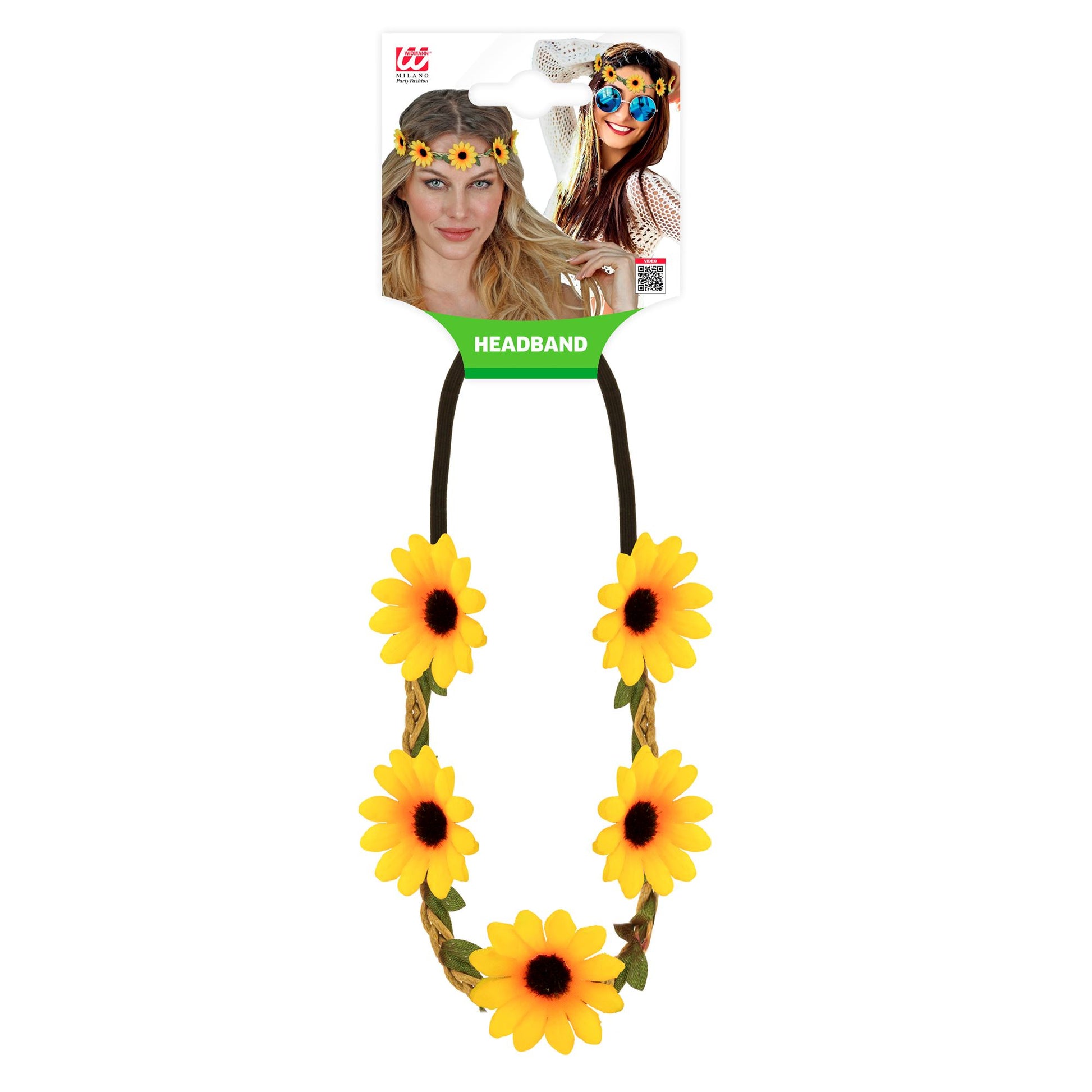 "STIRNBAND / HAARBAND MIT SONNENBLUMEN" – Detailansicht
