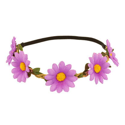 "STIRNBAND / HAARBAND MIT VIOLETTEN BLUMEN" – Vorderansicht