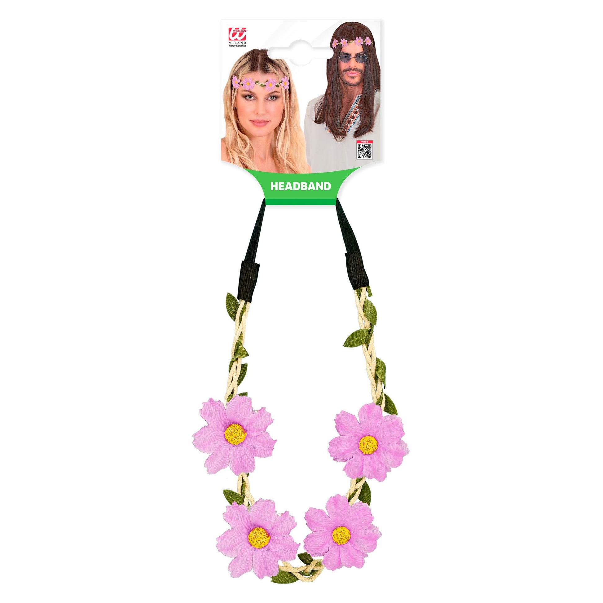 "STIRNBAND / HAARBAND MIT VIOLETTEN BLUMEN" – Detailansicht