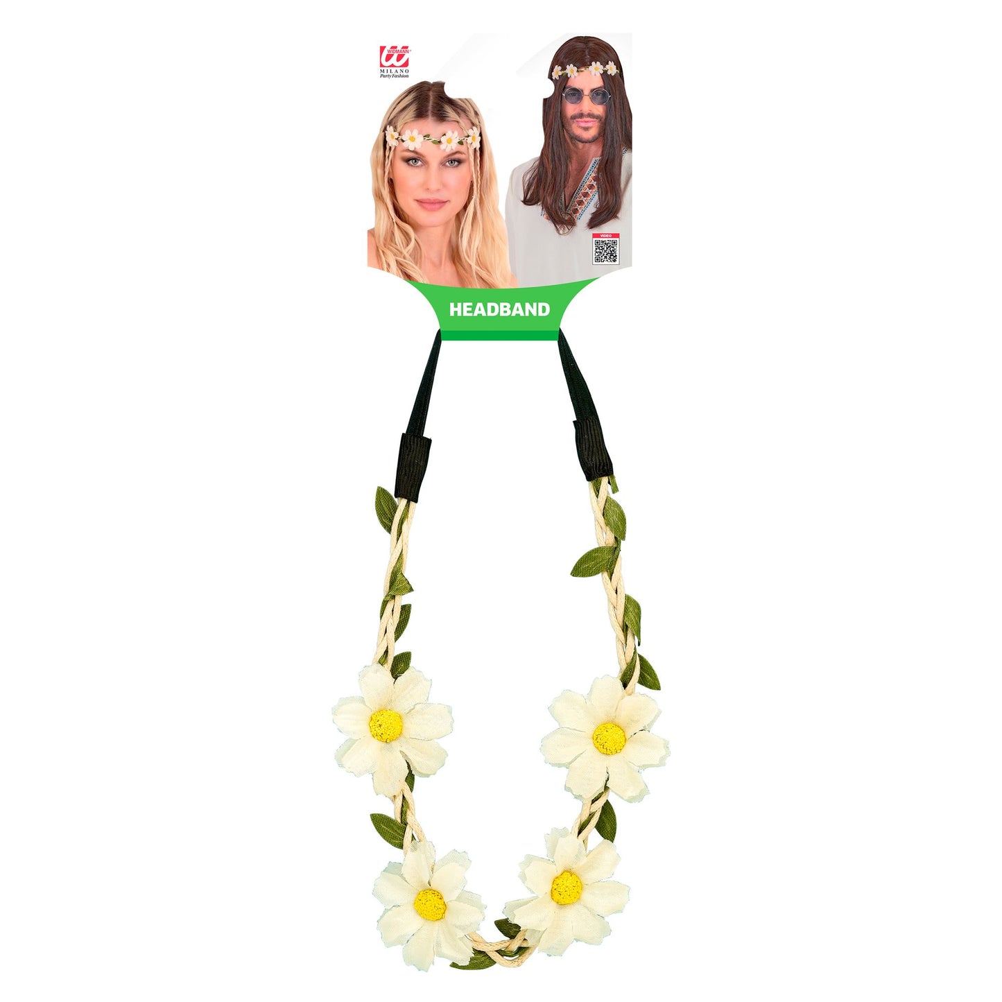 "STIRNBAND / HAARBAND MIT WEIßEN BLUMEN" – Detailansicht