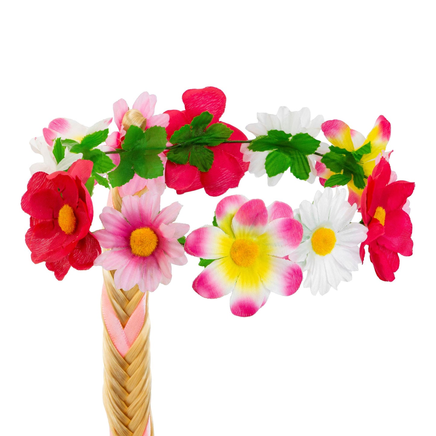 "STIRNBAND / HAARBAND MIT ZOPF UND BLUMEN" – Vorderansicht