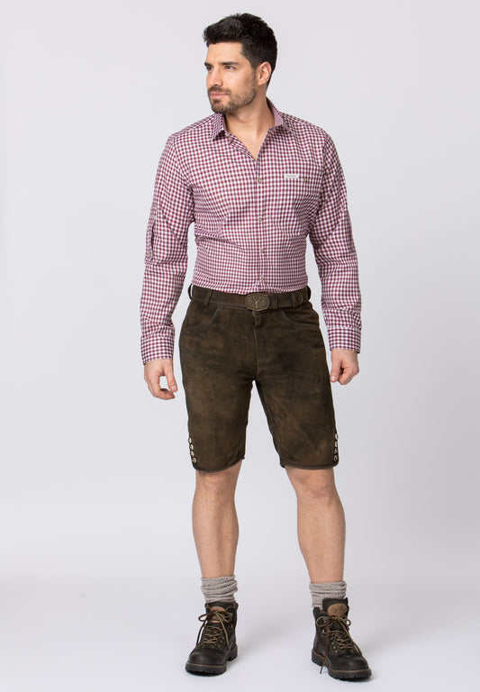 Stockerpoint Trachtenhemd CAMPOS3 Bordeaux Langarm – Baumwolle, Gerade Passform - Fasnacht24.ch