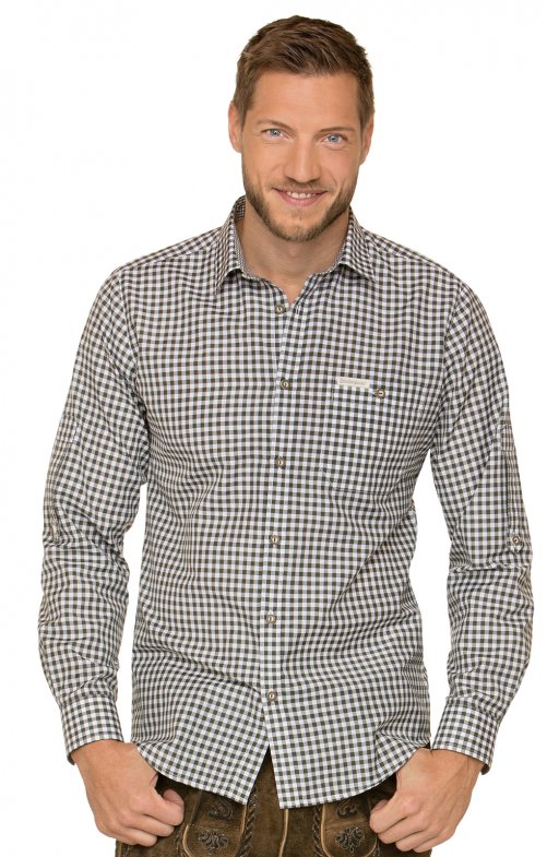 Trachtenhemd Stockerpoint Campos3 Langarm Schilf – Herren Baumwolle - Fasnacht24.ch