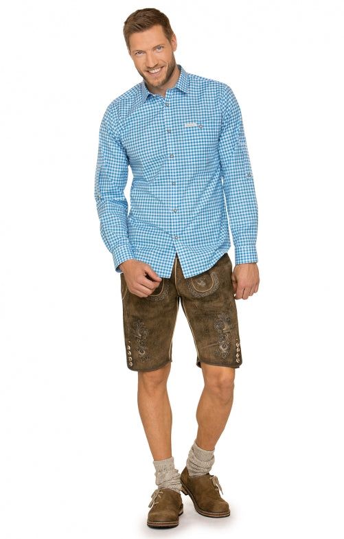 Trachtenhemd Stockerpoint Campos3 – Türkis, Langarm, Baumwolle - Fasnacht24.ch