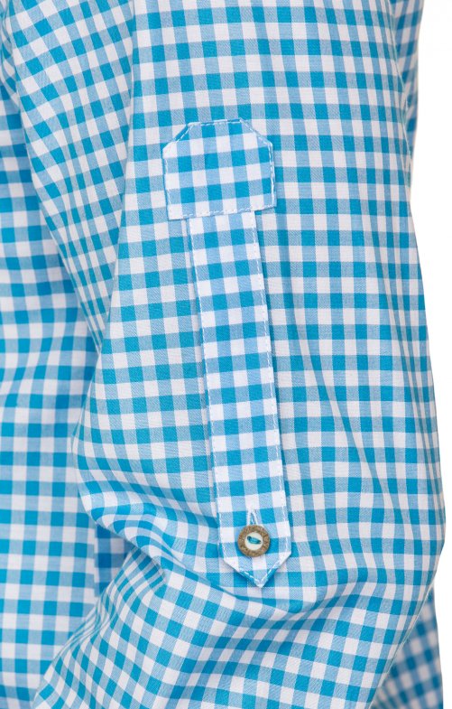 Trachtenhemd Stockerpoint Campos3 – Türkis, Langarm, Baumwolle - Fasnacht24.ch