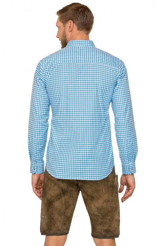 Trachtenhemd Stockerpoint Campos3 – Türkis, Langarm, Baumwolle - Fasnacht24.ch