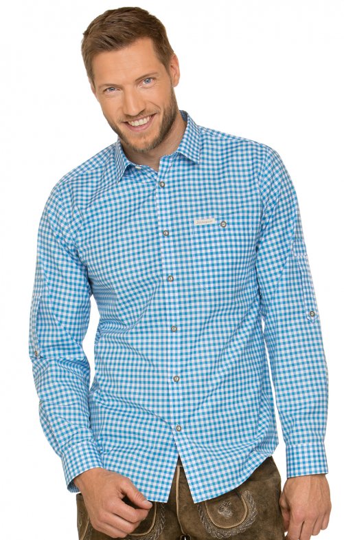 Trachtenhemd Stockerpoint Campos3 – Türkis, Langarm, Baumwolle - Fasnacht24.ch