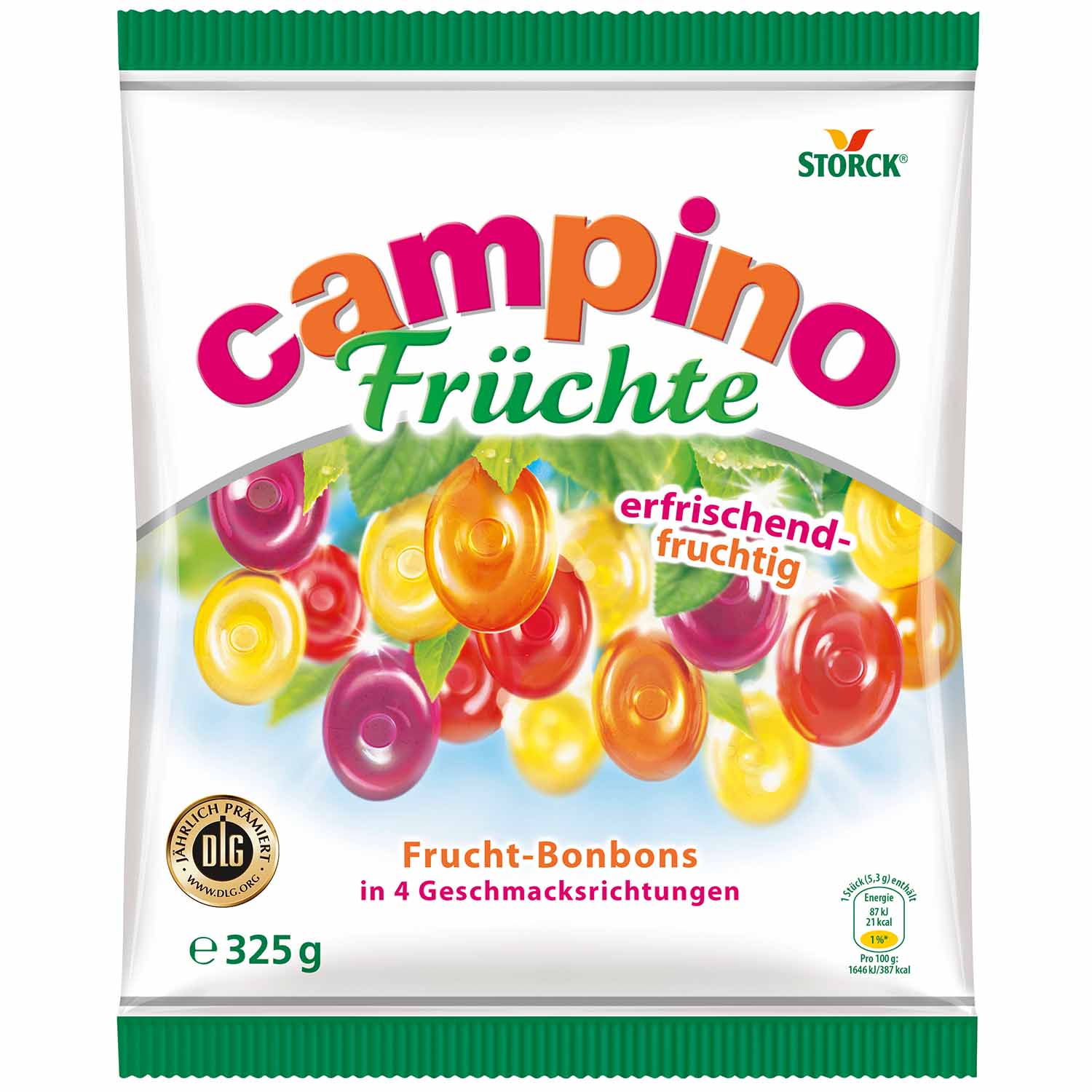 Storck Campino Früchte 325g Bonbons Packung – Produktansicht