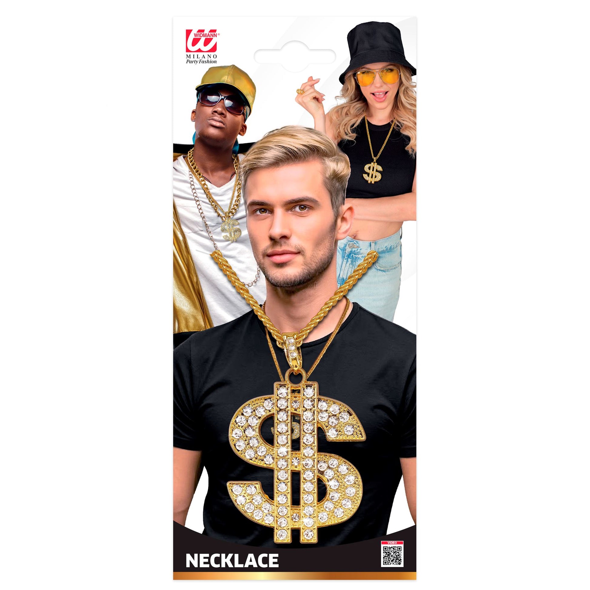 "STRASS DOLLAR KETTE" 65 cm – Detailansicht