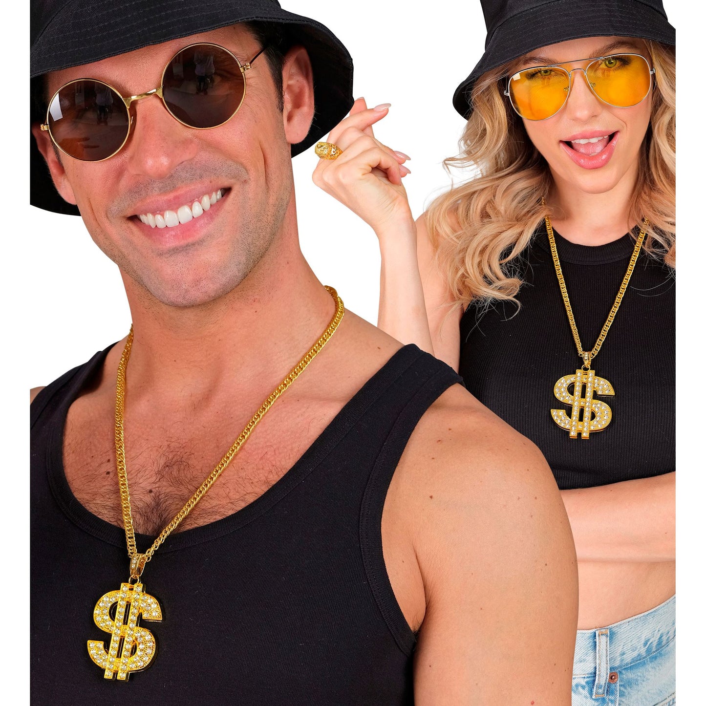 "STRASS DOLLAR KETTE" 65 cm – Ansicht 3