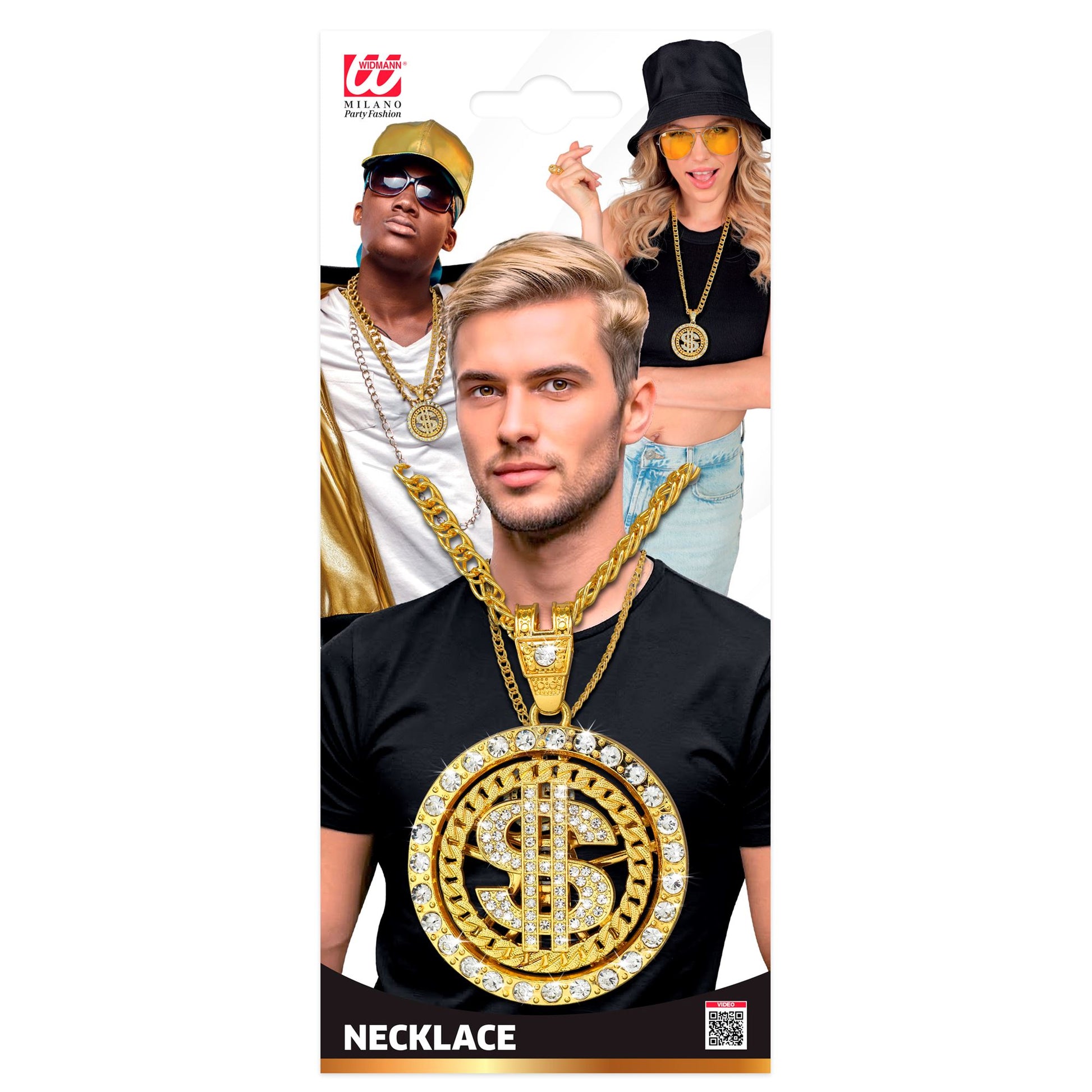 "STRASS DOLLAR KETTE" 70 cm – Detailansicht