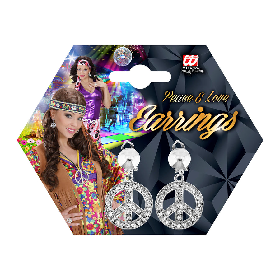 "STRASS OHRRINGE PEACE & LOVE" – Detailansicht