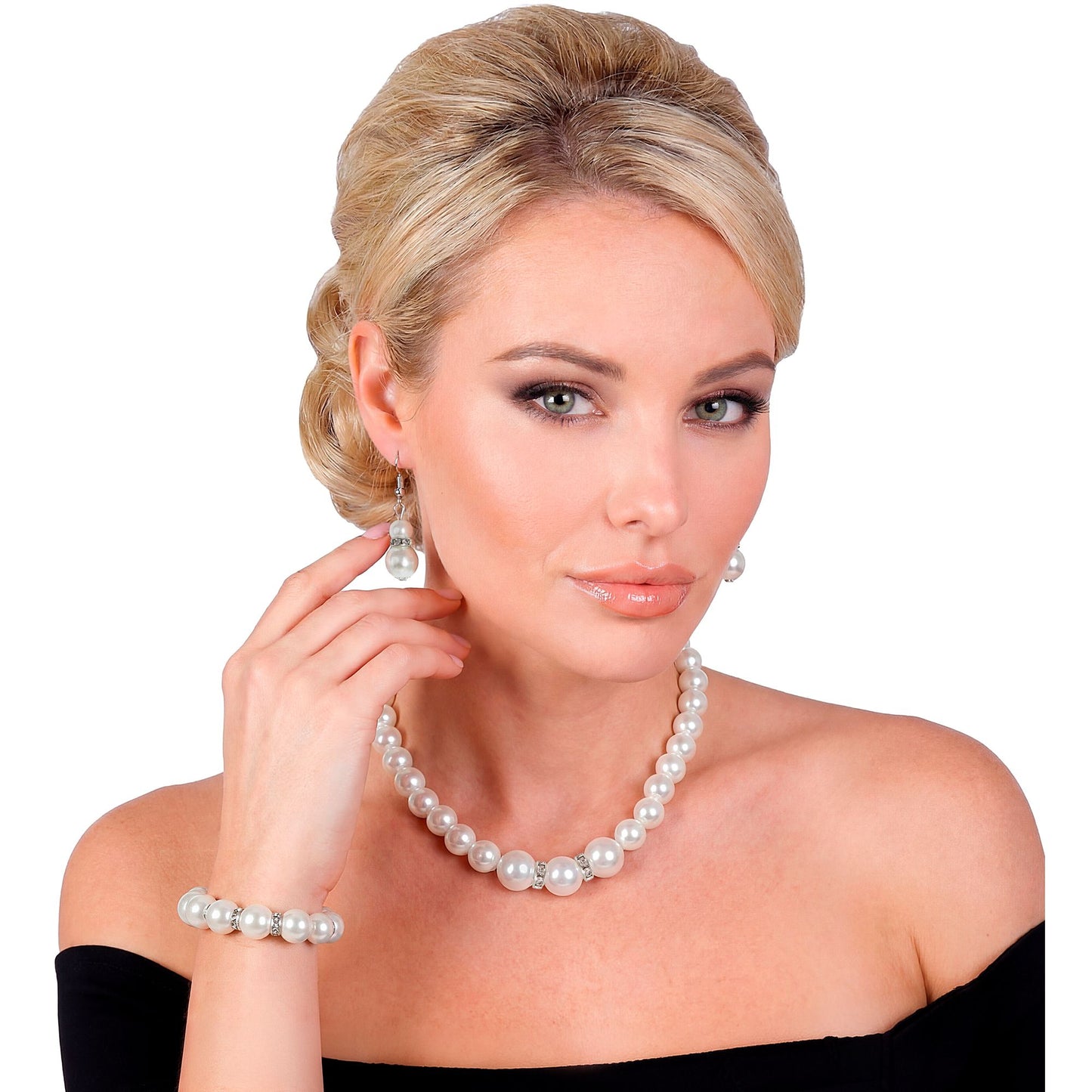 "STRASS PERLENKETTE, OHRRINGE & ARMBAND" – Ansicht 3