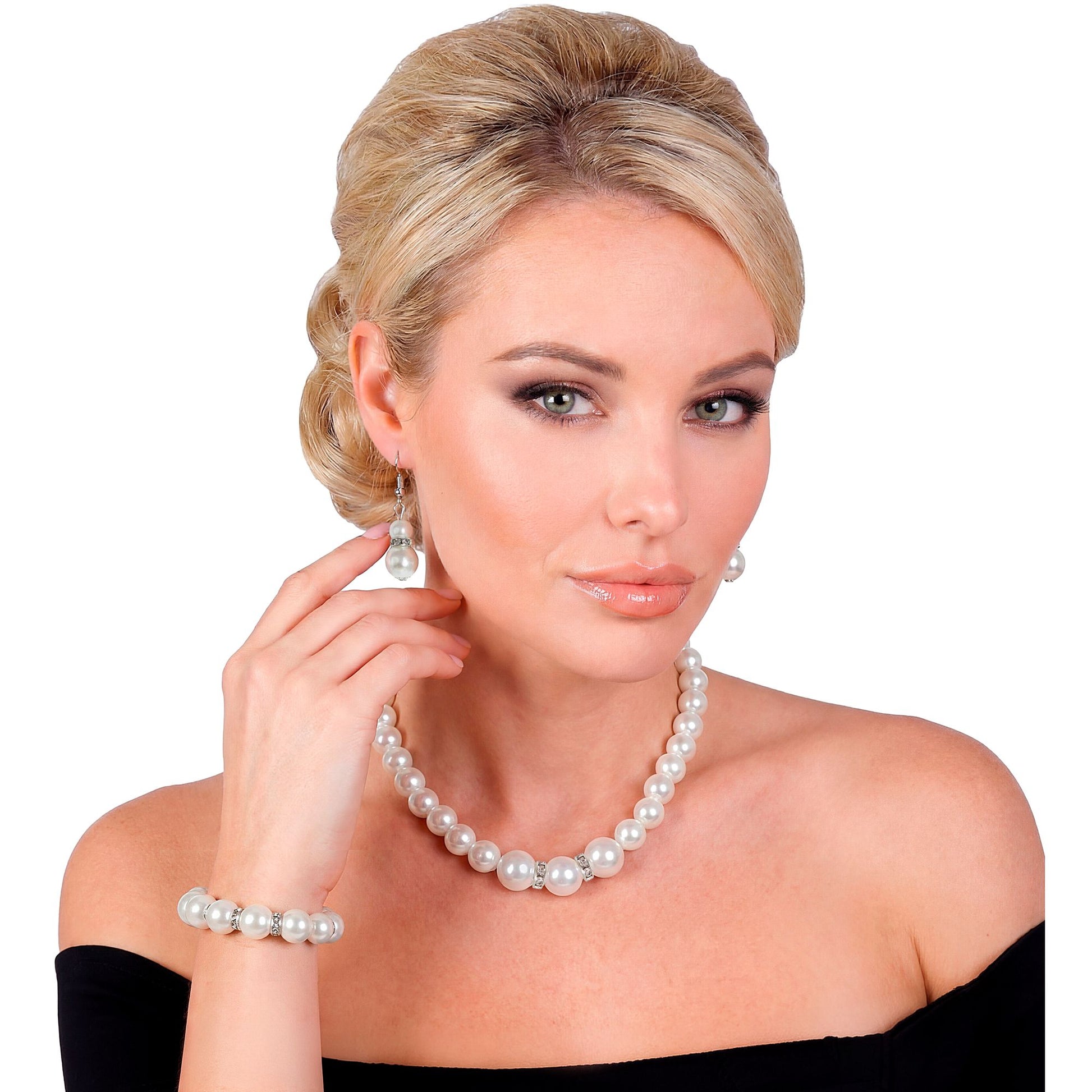 "STRASS PERLENKETTE, OHRRINGE & ARMBAND" – Ansicht 3
