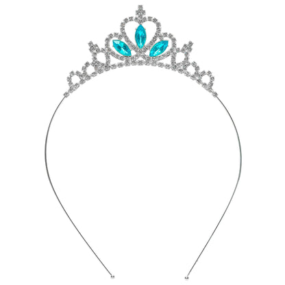 "STRASS TIARA / DIADEM MIT BLAUEN EDELSTEINEN" in Kindergröße – Vorderansicht