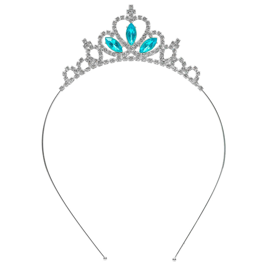 "STRASS TIARA / DIADEM MIT BLAUEN EDELSTEINEN" in Kindergröße – Vorderansicht