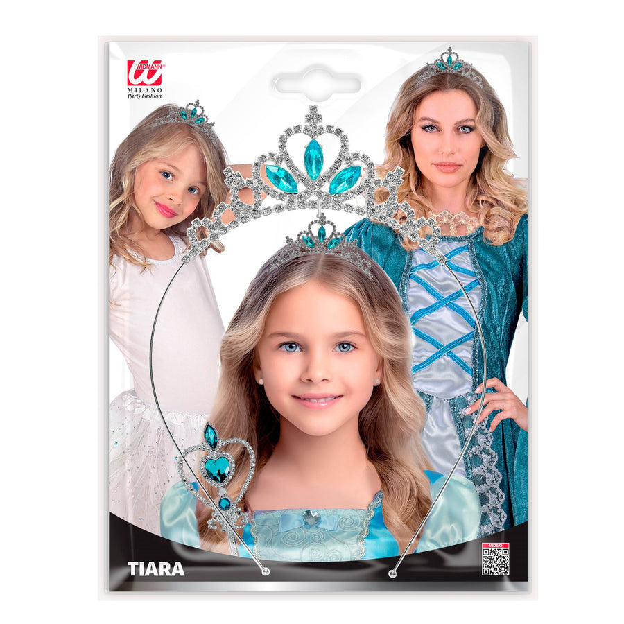 "STRASS TIARA / DIADEM MIT BLAUEN EDELSTEINEN" in Kindergröße – Detailansicht