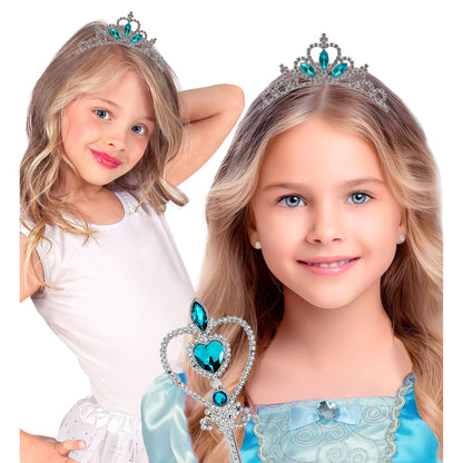 "STRASS TIARA / DIADEM MIT BLAUEN EDELSTEINEN" in Kindergröße – Ansicht 3