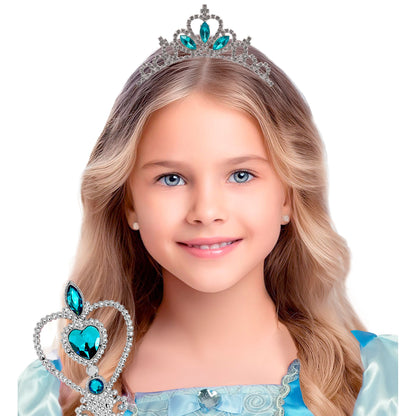 "STRASS TIARA / DIADEM MIT BLAUEN EDELSTEINEN" in Kindergröße – Ansicht 4