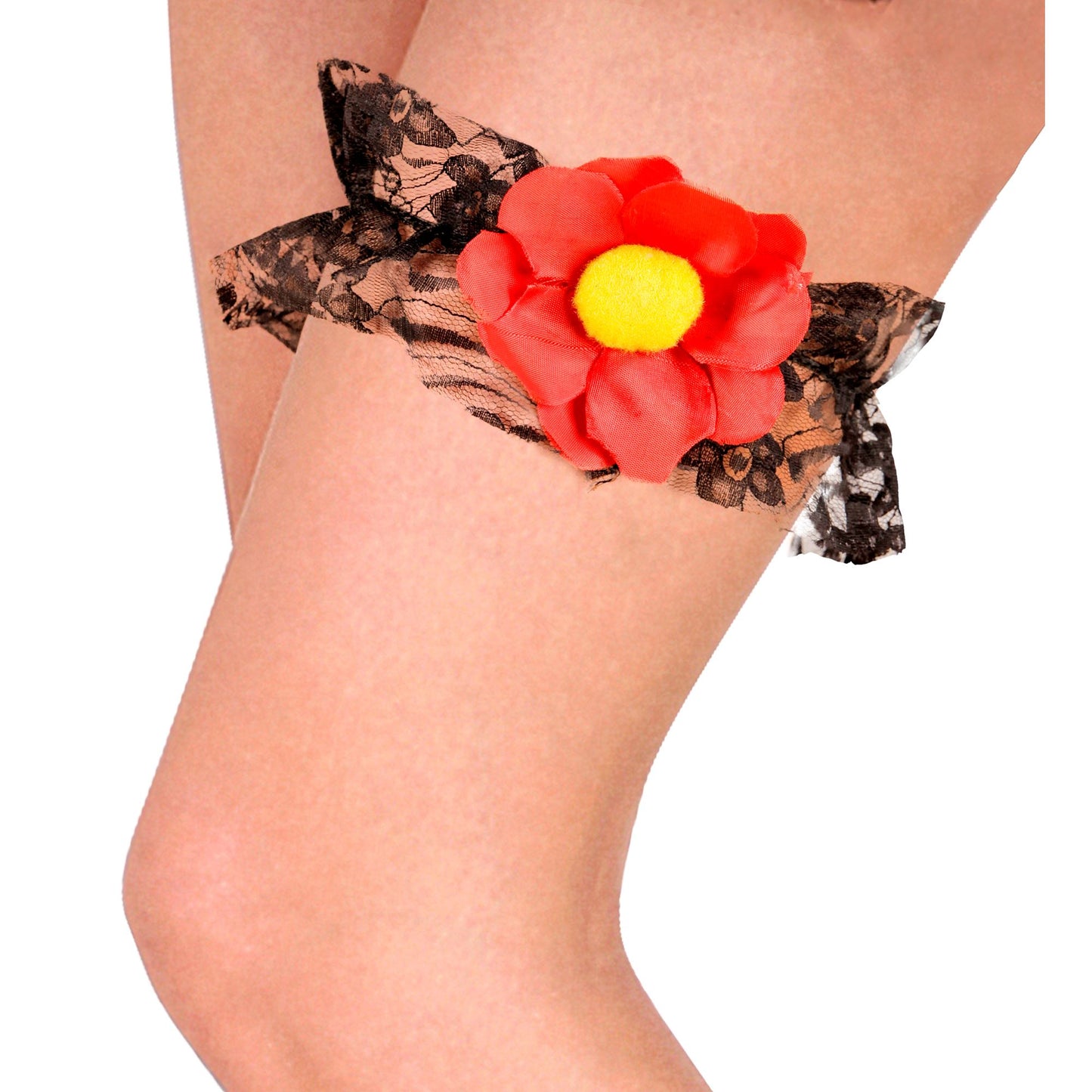 "STRUMPFBAND MIT BLUME" – Vorderansicht