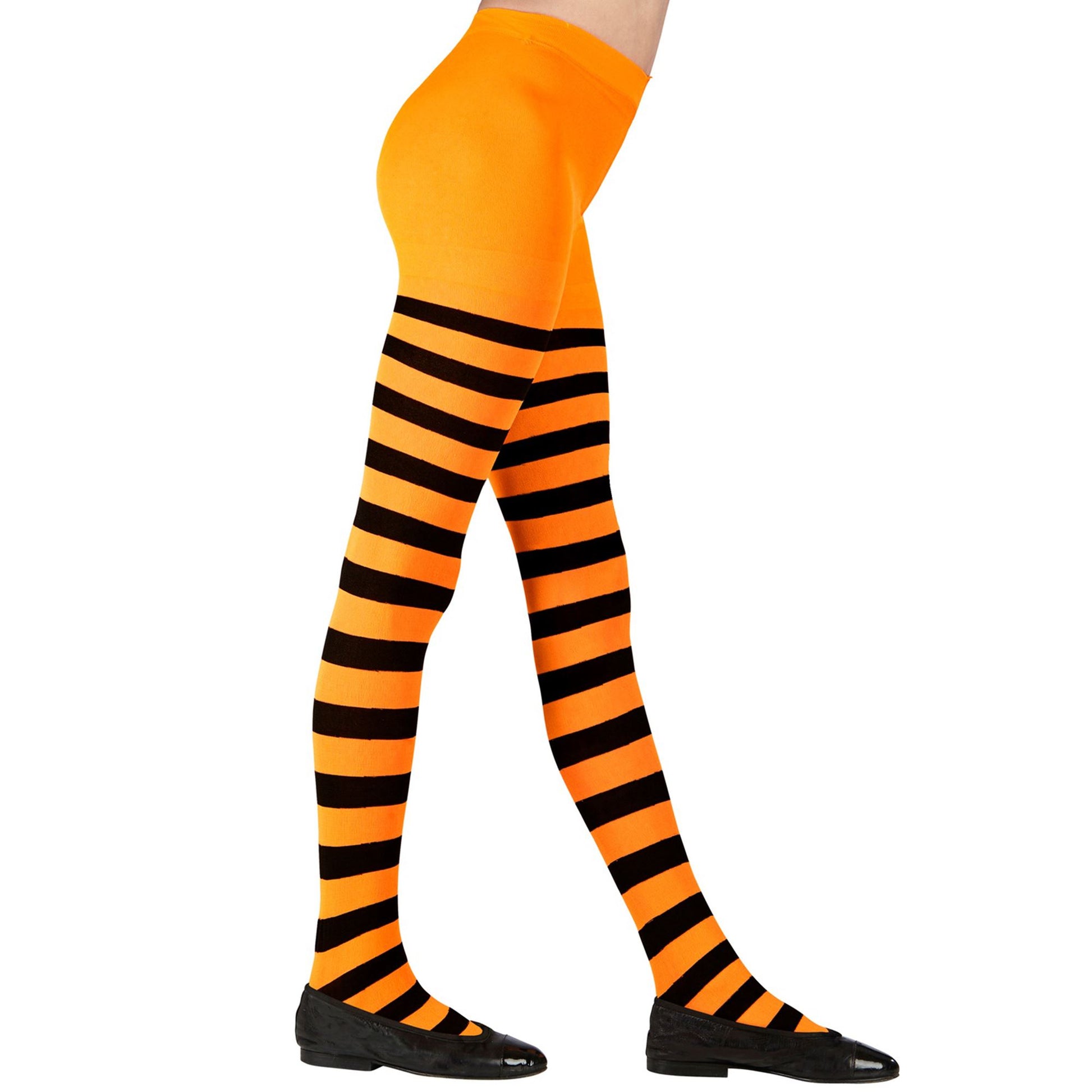 "STRUMPFHOSE ORANGE/SCHWARZ GESTREIFT" 70 DEN – Vorderansicht