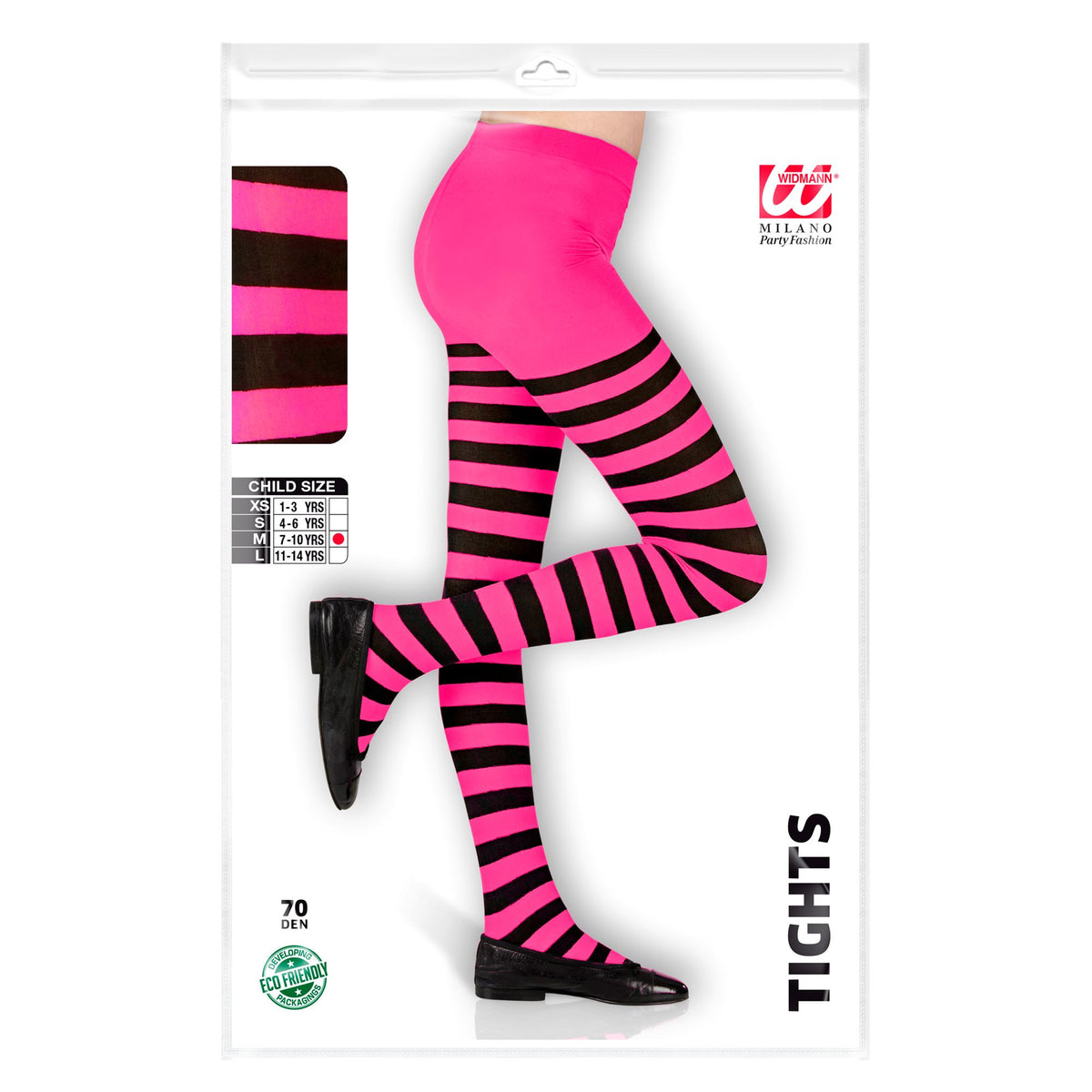 "STRUMPFHOSE PINK/SCHWARZ GESTREIFT" 70 DEN – Detailansicht