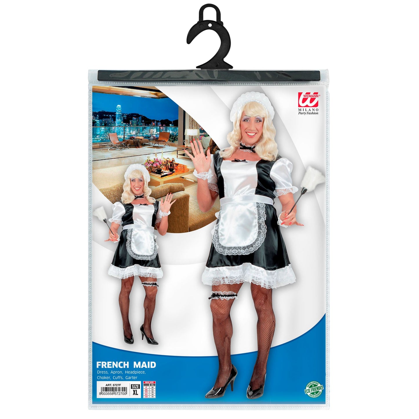 "STUBENMÄDCHEN" (Kleid, Schürze, Kopfbedeckung, Halskette, Manschetten. Strumpfband) – Detailansicht